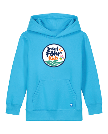 Insel Föhr Kids Hoodie in Aqua Blue – Vorderansicht